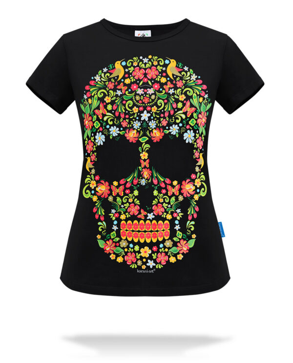 Calavera Floral Playera Mujer